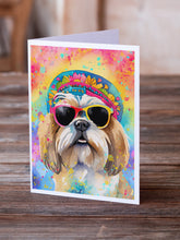Load image into Gallery viewer, Shih Tzu Hippie Dawg Greeting Cards - Blank Note Cards – 8-Pack of Artist-Designed Cards with Envelopes