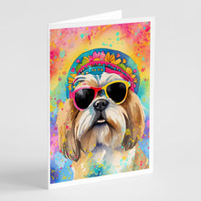 Load image into Gallery viewer, Shih Tzu Hippie Dawg Greeting Cards - Blank Note Cards – 8-Pack of Artist-Designed Cards with Envelopes