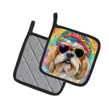Load image into Gallery viewer, Shih Tzu Hippie Dawg Pot Holders - Set of 2 Decorative Kitchen Helpers | Made in the USA