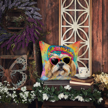 Load image into Gallery viewer, Shih Tzu Hippie Dawg Throw Pillow - 14x14 Decorative Pillow – Art for Your Home &amp; Patio