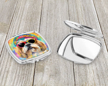 Load image into Gallery viewer, Shih Tzu Hippie Dawg Compact Mirror – Stylish Purse Mirror with Artistic Covers