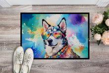Load image into Gallery viewer, Siberian Husky Hippie Dawg Doormat - 24x36 Decorative Floor Mat – Indoor/Outdoor Rug with Artistic Flair