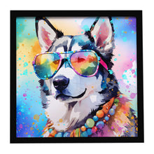 Load image into Gallery viewer, Siberian Husky Hippie Dawg Framed Metal Print