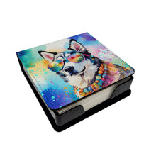 Load image into Gallery viewer, Siberian Husky Hippie Dawg PU Leather Note Paper Holder
