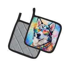 Load image into Gallery viewer, Siberian Husky Hippie Dawg Pot Holders - Set of 2 Decorative Kitchen Helpers | Made in the USA