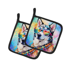 Load image into Gallery viewer, Siberian Husky Hippie Dawg Pot Holders - Set of 2 Decorative Kitchen Helpers | Made in the USA