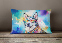 Load image into Gallery viewer, Siberian Husky Hippie Dawg Fabric Decorative Pillow