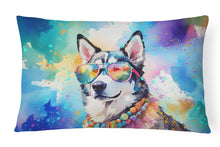 Load image into Gallery viewer, Siberian Husky Hippie Dawg Fabric Decorative Pillow