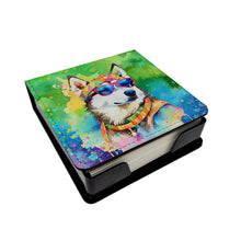 Load image into Gallery viewer, Siberian Husky Hippie Dawg PU Leather Note Paper Holder