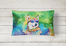 Load image into Gallery viewer, Siberian Husky Hippie Dawg Fabric Decorative Pillow