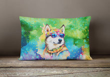 Load image into Gallery viewer, Siberian Husky Hippie Dawg Fabric Decorative Pillow