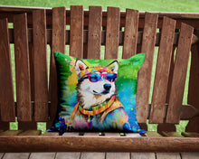 Load image into Gallery viewer, Siberian Husky Hippie Dawg Throw Pillow - 14x14 Decorative Pillow – Art for Your Home &amp; Patio