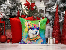 Load image into Gallery viewer, Siberian Husky Hippie Dawg Fabric Decorative Pillow