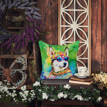 Load image into Gallery viewer, Siberian Husky Hippie Dawg Fabric Decorative Pillow