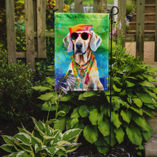 Load image into Gallery viewer, Weimaraner Hippie Dawg Garden Flag – Retro Dog with Sunglasses &amp; Multicolored Background