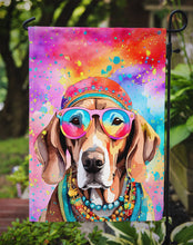 Load image into Gallery viewer, Weimaraner Hippie Dawg Garden Flag – Retro Dog with Sunglasses &amp; Multicolored Background