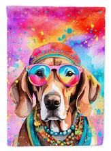 Load image into Gallery viewer, Weimaraner Hippie Dawg Garden Flag – Retro Dog with Sunglasses &amp; Multicolored Background