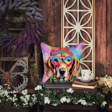 Load image into Gallery viewer, Weimaraner Hippie Dawg Throw Pillow - 14x14 Decorative Pillow – Art for Your Home &amp; Patio