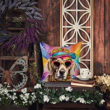 Load image into Gallery viewer, Weimaraner Hippie Dawg Fabric Decorative Pillow