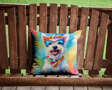 Load image into Gallery viewer, Westie Hippie Dawg Throw Pillow - 14x14 Decorative Pillow – Art for Your Home &amp; Patio