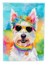 Load image into Gallery viewer, Westie Hippie Dawg Garden Flag – Retro Dog with Sunglasses &amp; Multicolored Background