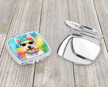 Load image into Gallery viewer, Westie Hippie Dawg Compact Mirror – Stylish Purse Mirror with Artistic Covers