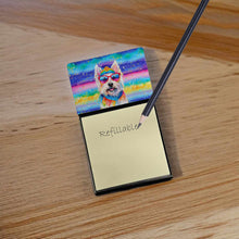 Load image into Gallery viewer, Westie Hippie Dawg Sticky Note Holder- Refiilable Desk Accessory Note Pad