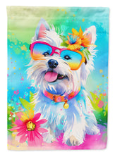 Load image into Gallery viewer, Westie Hippie Dawg Garden Flag – Retro Dog with Sunglasses &amp; Multicolored Background