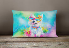 Load image into Gallery viewer, Westie Hippie Dawg Fabric Decorative Pillow