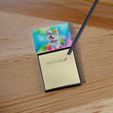 Load image into Gallery viewer, Westie Hippie Dawg Sticky Note Holder- Refiilable Desk Accessory Note Pad