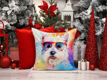 Load image into Gallery viewer, Westie Hippie Dawg Throw Pillow - 14x14 Decorative Pillow – Art for Your Home &amp; Patio