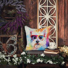 Load image into Gallery viewer, Westie Hippie Dawg Throw Pillow - 14x14 Decorative Pillow – Art for Your Home &amp; Patio
