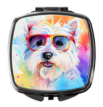 Load image into Gallery viewer, Westie Hippie Dawg Compact Mirror – Stylish Purse Mirror with Artistic Covers