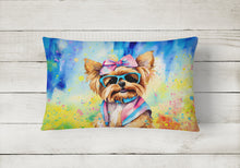 Load image into Gallery viewer, Yorkshire Terrier Hippie Dawg Fabric Decorative Pillow