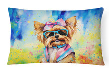 Load image into Gallery viewer, Yorkshire Terrier Hippie Dawg Fabric Decorative Pillow