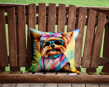 Load image into Gallery viewer, Yorkshire Terrier Hippie Dawg Throw Pillow - 14x14 Decorative Pillow – Art for Your Home &amp; Patio