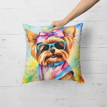 Load image into Gallery viewer, Yorkshire Terrier Hippie Dawg Fabric Decorative Pillow