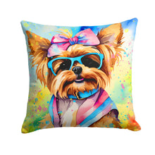Load image into Gallery viewer, Yorkshire Terrier Hippie Dawg Fabric Decorative Pillow