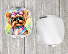 Load image into Gallery viewer, Yorkshire Terrier Hippie Dawg Compact Mirror – Stylish Purse Mirror with Artistic Covers