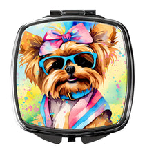 Load image into Gallery viewer, Yorkshire Terrier Hippie Dawg Compact Mirror – Stylish Purse Mirror with Artistic Covers