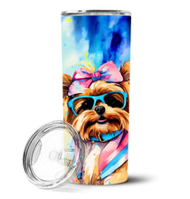 Load image into Gallery viewer, Yorkshire Terrier Hippie Dawg Stainless Steel Skinny Tumbler