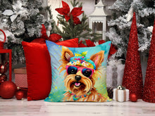 Load image into Gallery viewer, Yorkshire Terrier Hippie Dawg Throw Pillow - 14x14 Decorative Pillow – Art for Your Home &amp; Patio