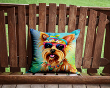 Load image into Gallery viewer, Yorkshire Terrier Hippie Dawg Throw Pillow - 14x14 Decorative Pillow – Art for Your Home &amp; Patio