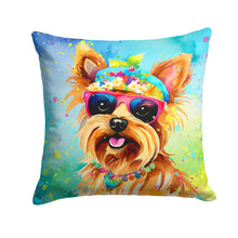 Load image into Gallery viewer, Yorkshire Terrier Hippie Dawg Throw Pillow - 14x14 Decorative Pillow – Art for Your Home &amp; Patio
