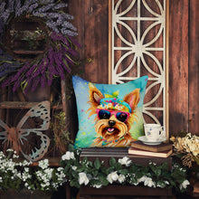 Load image into Gallery viewer, Yorkshire Terrier Hippie Dawg Fabric Decorative Pillow