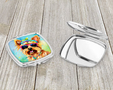 Load image into Gallery viewer, Yorkshire Terrier Hippie Dawg Compact Mirror – Stylish Purse Mirror with Artistic Covers