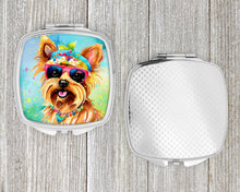 Load image into Gallery viewer, Yorkshire Terrier Hippie Dawg Compact Mirror – Stylish Purse Mirror with Artistic Covers