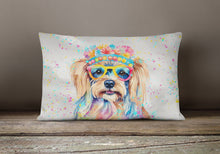 Load image into Gallery viewer, Yorkshire Terrier Hippie Dawg Fabric Decorative Pillow