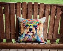 Load image into Gallery viewer, Yorkshire Terrier Hippie Dawg Throw Pillow - 14x14 Decorative Pillow – Art for Your Home &amp; Patio