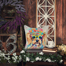 Load image into Gallery viewer, Yorkshire Terrier Hippie Dawg Fabric Decorative Pillow